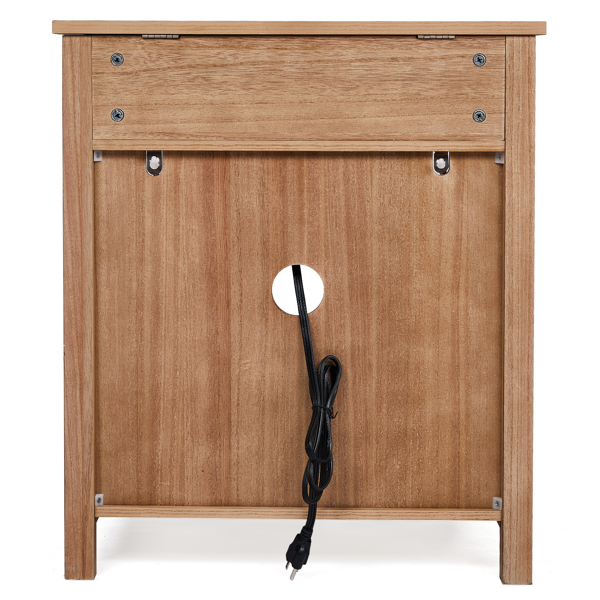 Oak color P2 density board + solid wood veneer frame 56*45*65cm one drawer with lower compartment bedside table mid-century modern-12