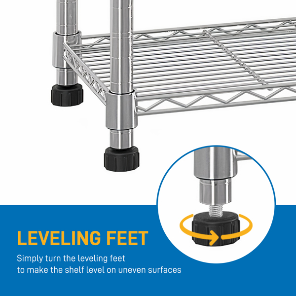 58''W  Adjustable  Storage Shelves 1200LBS  NSF  Wire Shelving Unit 4 Tier Metal Shelving for Storage Rack Shelves for Storage Heavy Duty Garage Shelf Pantry Shelves Kitchen Shelving,  58''W*59.06''H*-14