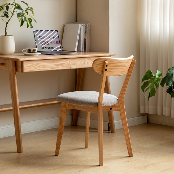 (Set of 4 pcs) Dining Chair Wooden FAS Grade Oak Natural Wood Made in North America 100% Dirt-free Wood Chair Solid Chair Table Chair Wooden Living Room Chair Simple And Natural 47.5 * 55.5 * 78cm -12