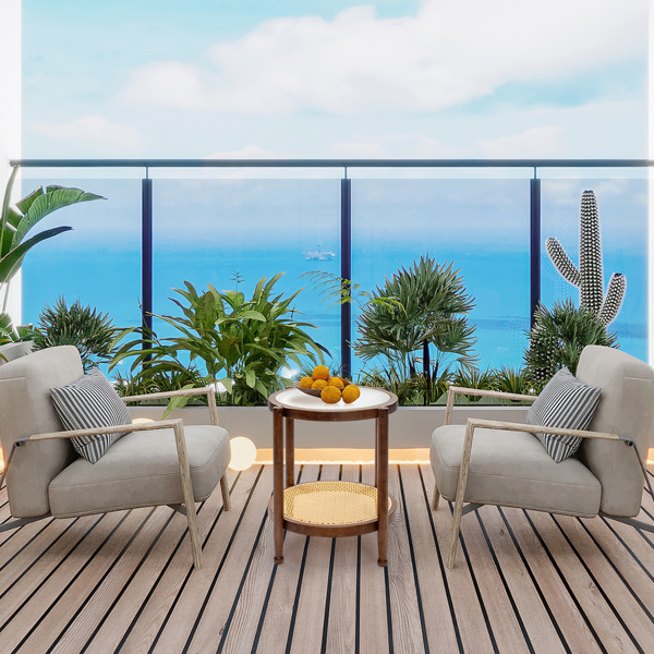 19.7in Rattan Coffee Table with Glass Top, Small Round End Table, Boho Style Side Table Sofa End Table for Living Room Balcony Patio, Walnut-10