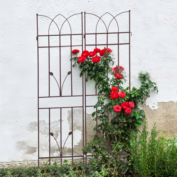 4 Pack Metal Garden Trellis 71" x 17.7" Rustproof Trellis for Climbing Plants Outdoor Flower Support Brown -13
