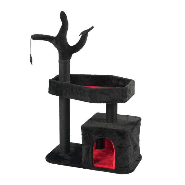 44.5" Heavy Duty Gothic Cat Tree Large Cat Tower Cat Tree for Indoor Cats Spacious Cat Condo Coffin for Large Cats Scratching Posts Hanging Ball Pet Activities Platform Cat Furniture-2