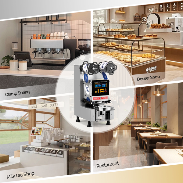 Cup Sealing Machine, Fully Automatic Cup Sealer Machine, Electric Cup Sealing Machine with LCD Intelligent Display for Bubble Milk Tea Coffee, 500-650 Cups/H, 88/89/90/95 mm Cup, Silver -9