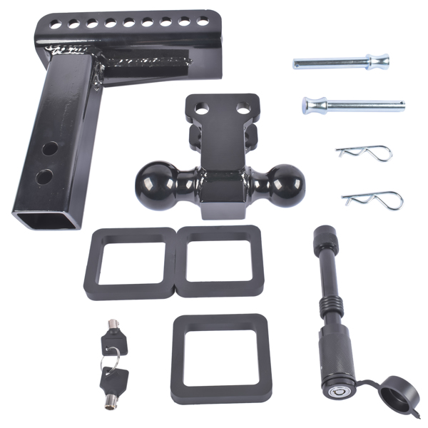 Adjustable Trailer Hitch Fits 2.5" Receiver 6-Inch Drop/Rise 2" & 2-5/16" Ball 22000 LBS GTW with Anti-Theft Pin-3