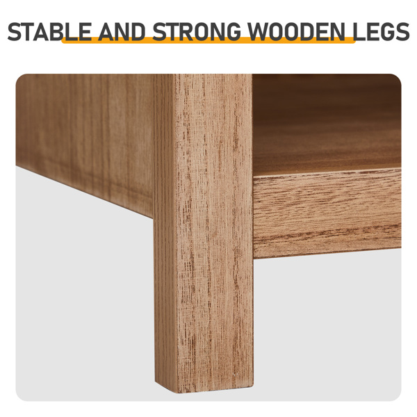 Oak color P2 density board + solid wood veneer frame 56*45*65cm one drawer with lower compartment bedside table mid-century modern-22