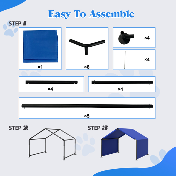Dog Shade Shelter Outdoor Tent for Small Medium Dogs, Waterproof Sun Protection Pet House for Dogs, Small Animals and Livestock, Blue -7