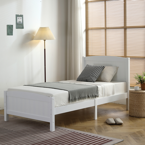 FCH Twin Pine Single-Layer Core Vertical Stripe Full-Board Curved Bed Head With The Same Bed Foot White Wooden Bed-3