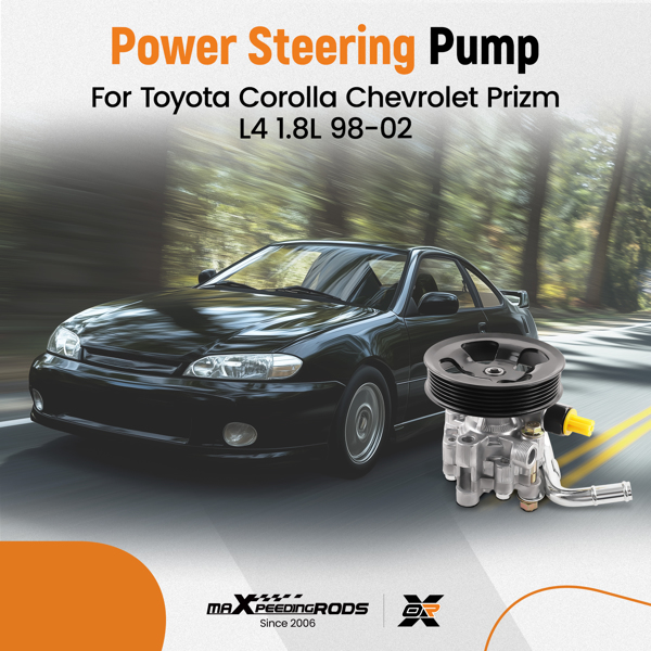 Power Steering Pump w/ Pulley for Toyota Corolla Sedan L4 1.8L 1998-2002 2001-5