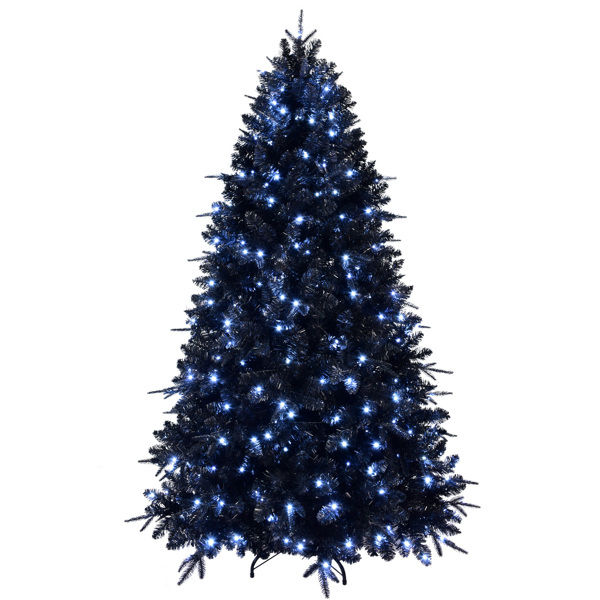 Artificial 4ft Black LED-lit Christmas Tree with 666PE/PVC Mixed Branch Tips,Hinged Premium & Foldable Base for Indoor Holiday Decorating-9
