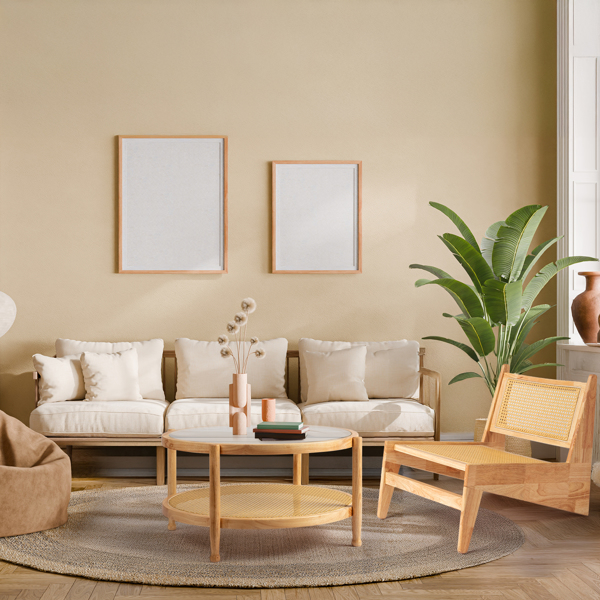 31.5in Rattan Coffee Table with Glass Top, Round End Table, Boho Style Side Table Sofa End Table for Living Room Balcony Patio, Natural-10