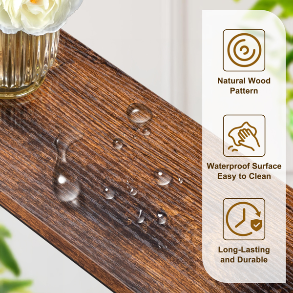2 Pack 39.4" Narrow Console Sofa Table with Power Outlets and USB Ports, Long Couch Table with Metal Frame and Charge Station with 4.9ft Extension Cord, Rustic Brown-13