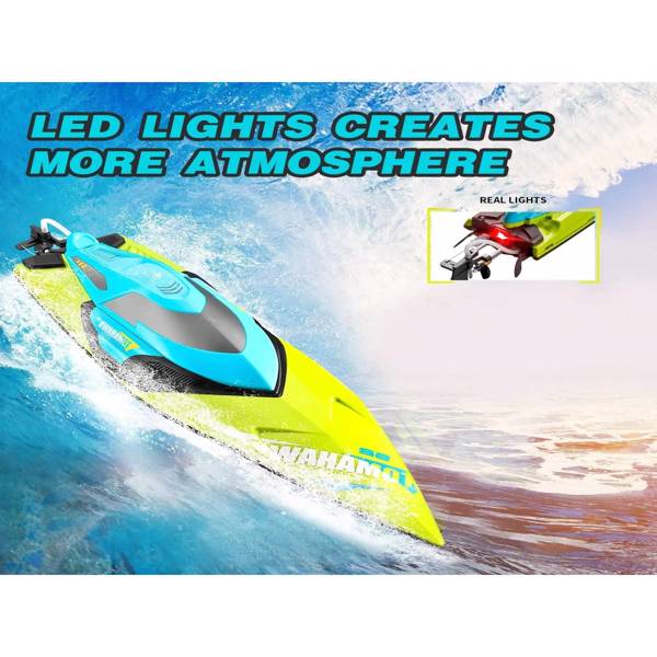 4DRC S2 4DRC Fast RC Boat For Pools And Lakes,Remote Control Boat With LED Lights,2.4GHz High Speed RC Racing Boats For Lakes, Low Battery Alarm,logistics Is Randomly Dispatched By UPS,USPS And FEDEX-8