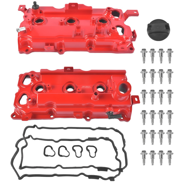 2Pcs Aluminum Valve Covers Red with Gasket Cap Fit for Infiniti EX35 FX35 G35 M35 M35h 3.5L V6 13264JK20A-1