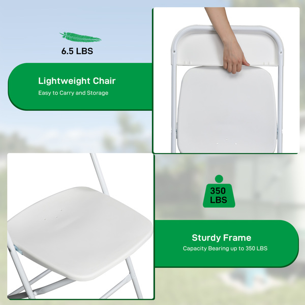 【Replace 10995986】10pcs Injection Molding Classic Garden Plastic Folding Chair White-12