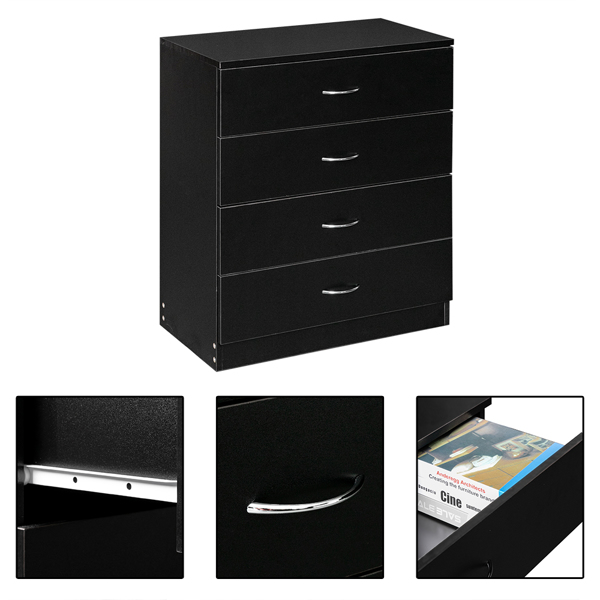 Modern Simple 4-Drawer Dresser Black-10