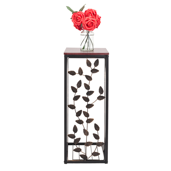 54*30.5*21CM Leaf Pattern Iron Side Table Coffee Table Brown-3