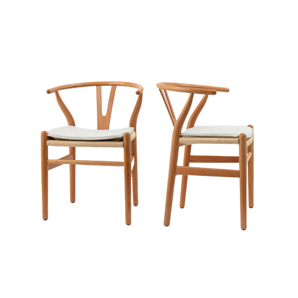 Wishbone Chairs for Dining Room,Soild Wood Weave Dining Chair,Armchair,Fully Assembled,Set of 2 -2