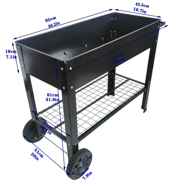 Mobile Metal Raised Garden Bed Cart with Legs, Elevated Tall Planter Box with Wheels for Outdoor Indoors House Patio Backyard Vegetables Tomato DIY Herb Grow Black -10