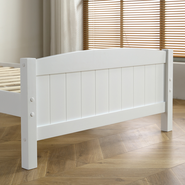 FCH Twin Pine Single-Layer Core Vertical Stripe Full-Board Curved Bed Head With The Same Bed Foot White Wooden Bed-28