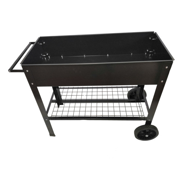 Mobile Metal Raised Garden Bed Cart with Legs, Elevated Tall Planter Box with Wheels for Outdoor Indoors House Patio Backyard Vegetables Tomato DIY Herb Grow Black -4