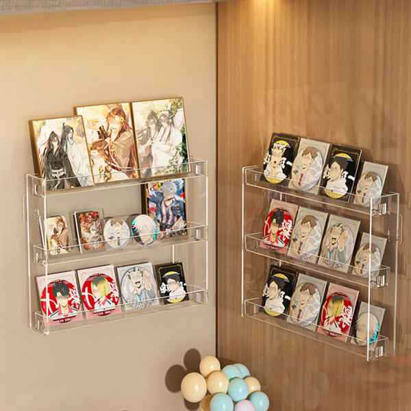 3 Tier Wall Floating Shelf Set DIY Mount Storage Book Acrylic Display Rack-11
