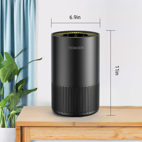 （Amazon&TEMU: Prohibited,No weekend orders.）H13 True HEPA Air Purifier Cleaner with 360° Air Inlet, Air Purifiers for Home Large Room Pets Up to 1300 Sq Ft  for Bedroom Wildfire Smoke (Black)-7