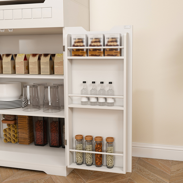 White Buffet Cabinet with Hutch - Modern Farmhouse Kitchen Storage Sideboard with 2 Drawers & Barn Doors, Coffee Bar Station or Liquor Cabinet for Dining Room, Living Room-10