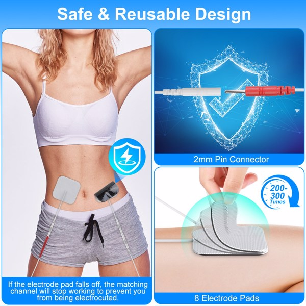 4-Channel Rechargeable TENS Unit with 8 Pads, 48 Modes & 4 Programs for Pain Relief, Muscle Training & Relaxation – Portable & User-Friendly-5