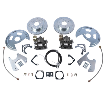 Fit for Chevy Camaro Pontiac Firebird (Staggered Shocks) Rear Disc Brake Conversion With Cross Drilled & Slotted Rotors With Parking Brake 1970-1981