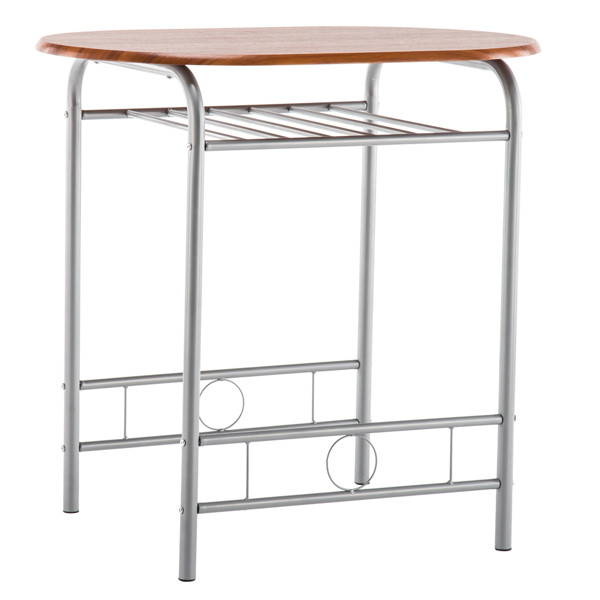 【Replace 35204938】Brown Wood Grain PVC Breakfast Table (One Table and Two Chairs)-15