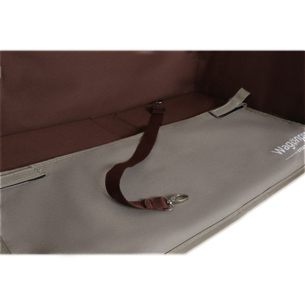 All-in-One Convertible Folding Camping Wagon Cart: Bench Seat, Storage Compartment & Included Dog Tether, Beige/Brown -27