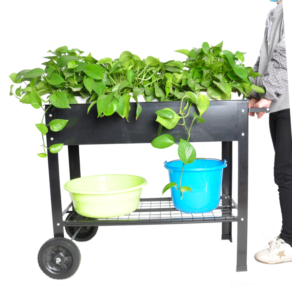 Mobile Metal Raised Garden Bed Cart with Legs, Elevated Tall Planter Box with Wheels for Outdoor Indoors House Patio Backyard Vegetables Tomato DIY Herb Grow Black -17