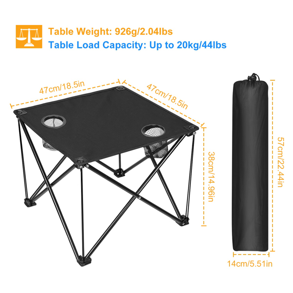 Compact Foldable Outdoor Side Table – No-Tool Setup, Water-Resistant 600D Fabric, Steel X Holds 44 lbs, Includes Carry Bag & Drink Holders, Perfect for Camping, BBQ, Fishing, Backyard-10