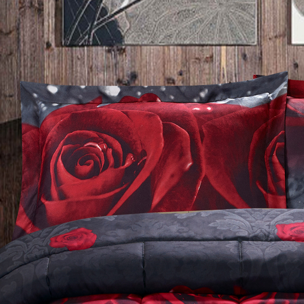 3D Comforter set 3 Pieces Rose Love Romantic Moment Print Comforter Set with Microfiber Fabric and Filling (Amazon Shipping)-2