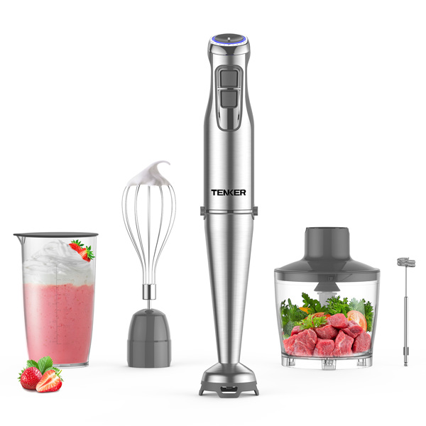 （Amazon has banned sales, no work during the weekend.）1000W Immersion Hand Blender, Stainless Steel Stick Blender with 12-Speed&Turbo Mode, 5-in-1 Handheld Blender with Chopper, Whisk and Frother -2