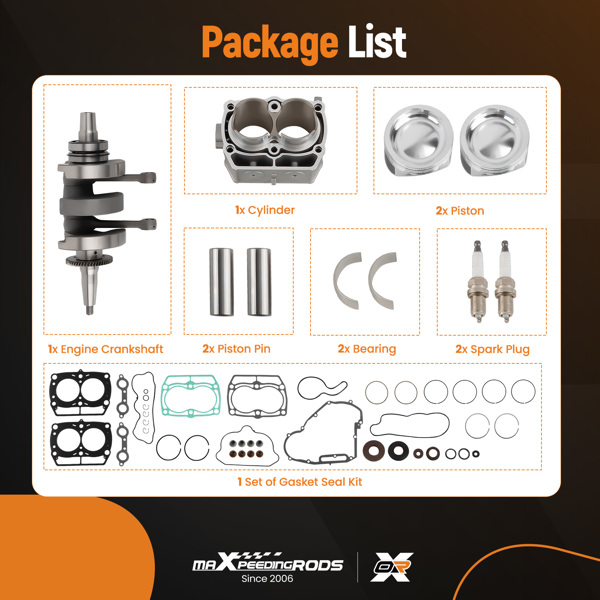 Engine Rebuild Kit w/ Crankshaft Cylinder Fit For Polaris Sportsman RZR Ranger 800-6