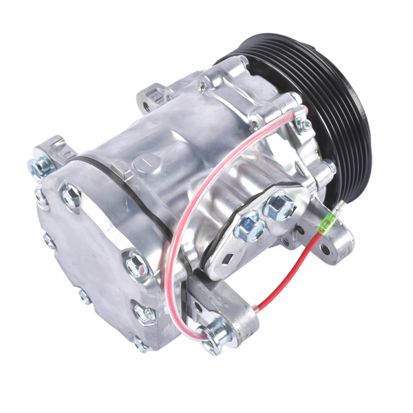A/C Compressor with 6-Groove Pulley Fits for Sanden SD7 Style Serpentine Belt HC5005BK HRC55824-BK-3