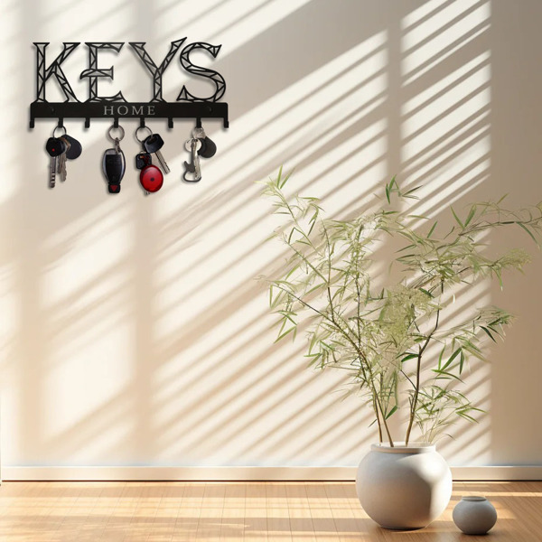 1pc Metal Wall - Mounted Key Holder Hook: A Stylish Decorative Wall Decoration. The Punching/Adhesive Installation Storage Solution Ensures Easy and Neat Key Organization.Wall Sculptures.-22