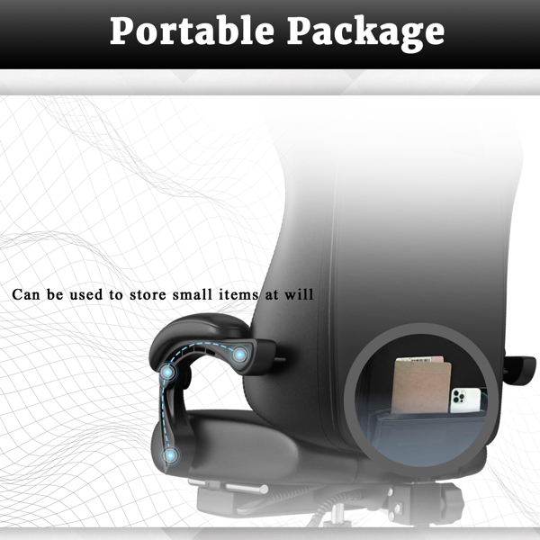 Ergonomic Gaming Chair, Video Game Chair with Pocket Spring Cushion and Footrest, Height Adjustable Computer Chair with Swivel Seat and Headrest (Faux Leather, Blue)-6