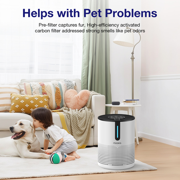 （Amazon&TEMU: Prohibited,No weekend orders.）MOOKA 475Sq.ft Air Purifier Cleaner HEPA Filter Remove Odor Dust Mold Home Allergies Smog-4
