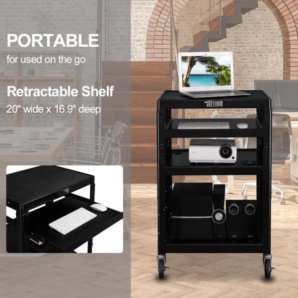Cart Rolling Storage Stand with Keyboard Shelf-5