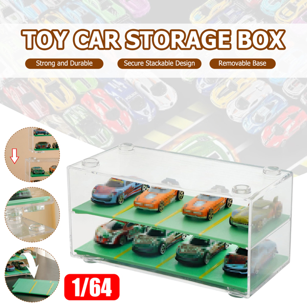 Clear Acrylic Display Case 2-Layer w/Parking Space For 1/64 Scale Toy Model Cars-2
