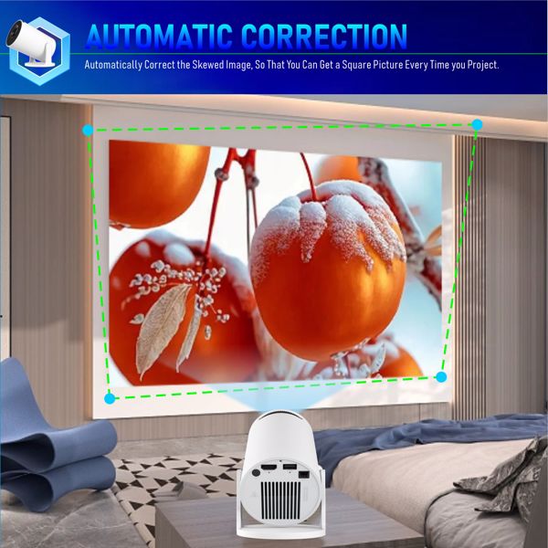 迷你投影仪，支持4K 1080P便携式投影仪，双频WIFI6 5G无线5.2蓝牙Android 11200 ANSI流明，180°可旋转，自动梯形校正，35英寸-130英寸屏幕视频投影仪-12