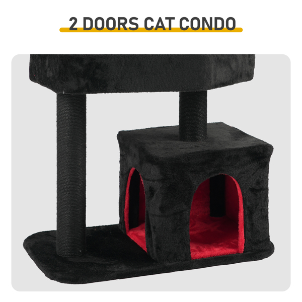 44.5" Heavy Duty Gothic Cat Tree Large Cat Tower Cat Tree for Indoor Cats Spacious Cat Condo Coffin for Large Cats Scratching Posts Hanging Ball Pet Activities Platform Cat Furniture-14