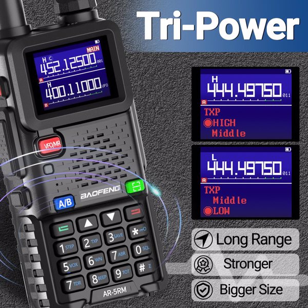 宝峰 Baofeng UV-5RH 10w 彩屏大功率双频对讲机 黑色 2个装 -17
