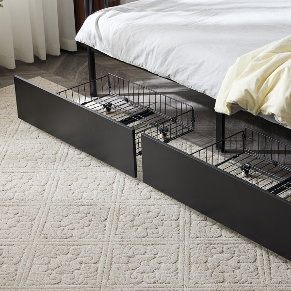 【Replace 53243394】Twin Over Twin Convertible Bunk Bed with 2 Storage Drawers, Metal Bunk Bed Can be Divided Into Two Daybeds, Black-10