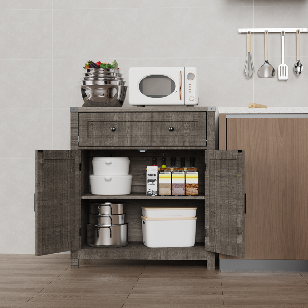 30" Kitchen Storage Cabinet with Drawers and Doors,Farmhouse Coffee Bar Cabinet with Adjustable Shelves,Floor Sideboard and Buffet Server for Living Room,Dining Room,Bathroom,Gray-5