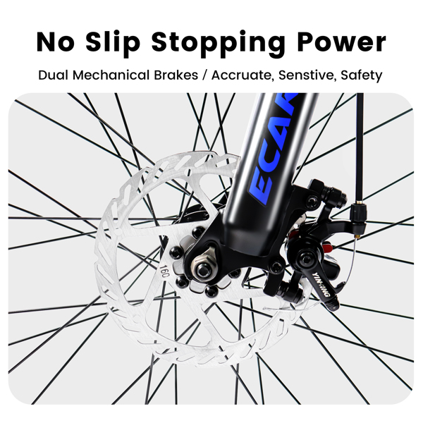 26 Inch Mountain Bike, 21-Speed Disc Brakes, Durable Frame, Front, Rear Dual-Shock Absorption, Unisex for Commuting, Travel, School, Mountain and City Road Cycling -6