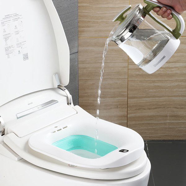 1400ML/47Oz Sitz Bath, Electric Sitz Bath for Hemorrhoids, Sitz Bath for Toilet Seat, Postpartum Care Basin, Sitz Baths Salts Bowl for Women Men, Sits Bath Soak Pan, Hip Bath Tub, Collapsible, Blue-5