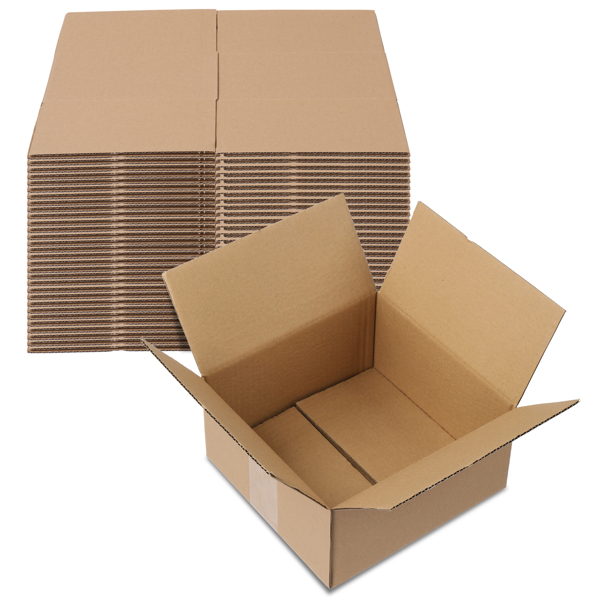 100 pieces, 8" x 8" x 4" (20.3x20.3x10.2cm) thick 2.6mm corrugated cardboard box, brown in color like kraft paper-10